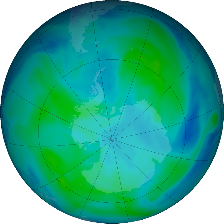 Antarctic ozone map for 26 February 2024